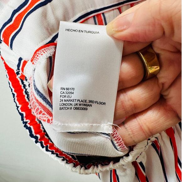 Urban Outfitters Raven White Red Blue Striped Halter Romper Jumpsuit S - Picture 9 of 15